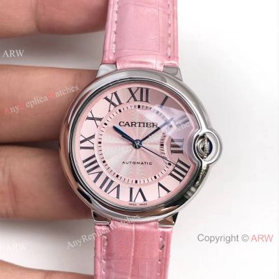 Fake Swiss Cartier Ballon Bleu Pink Watch 36mm Mid-size